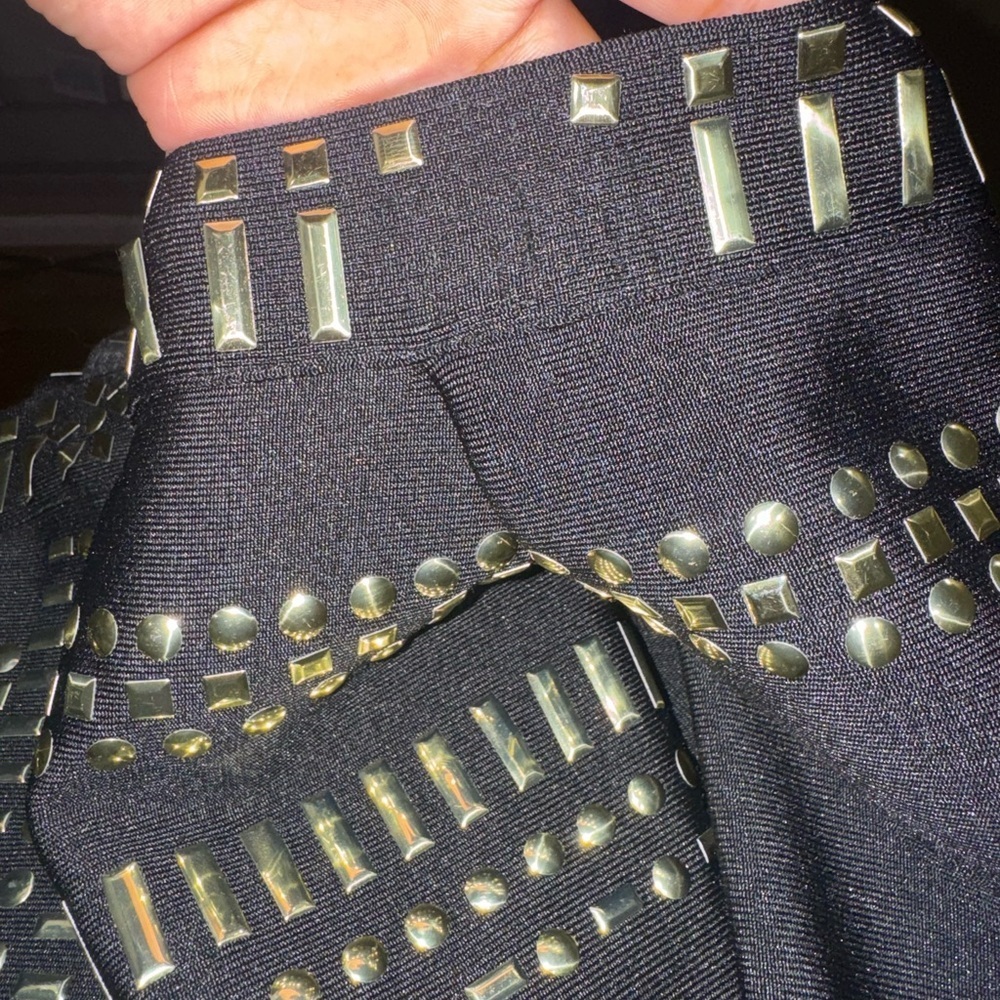 VENUS Black with Gold Studded Long Sleeve Dress - Picture 5 of 6